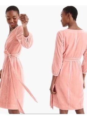 J. Crew Velvet Wrap Dress in Dusty Rose